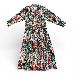 Chanel Vintage Paris cafe silk midi dress 42